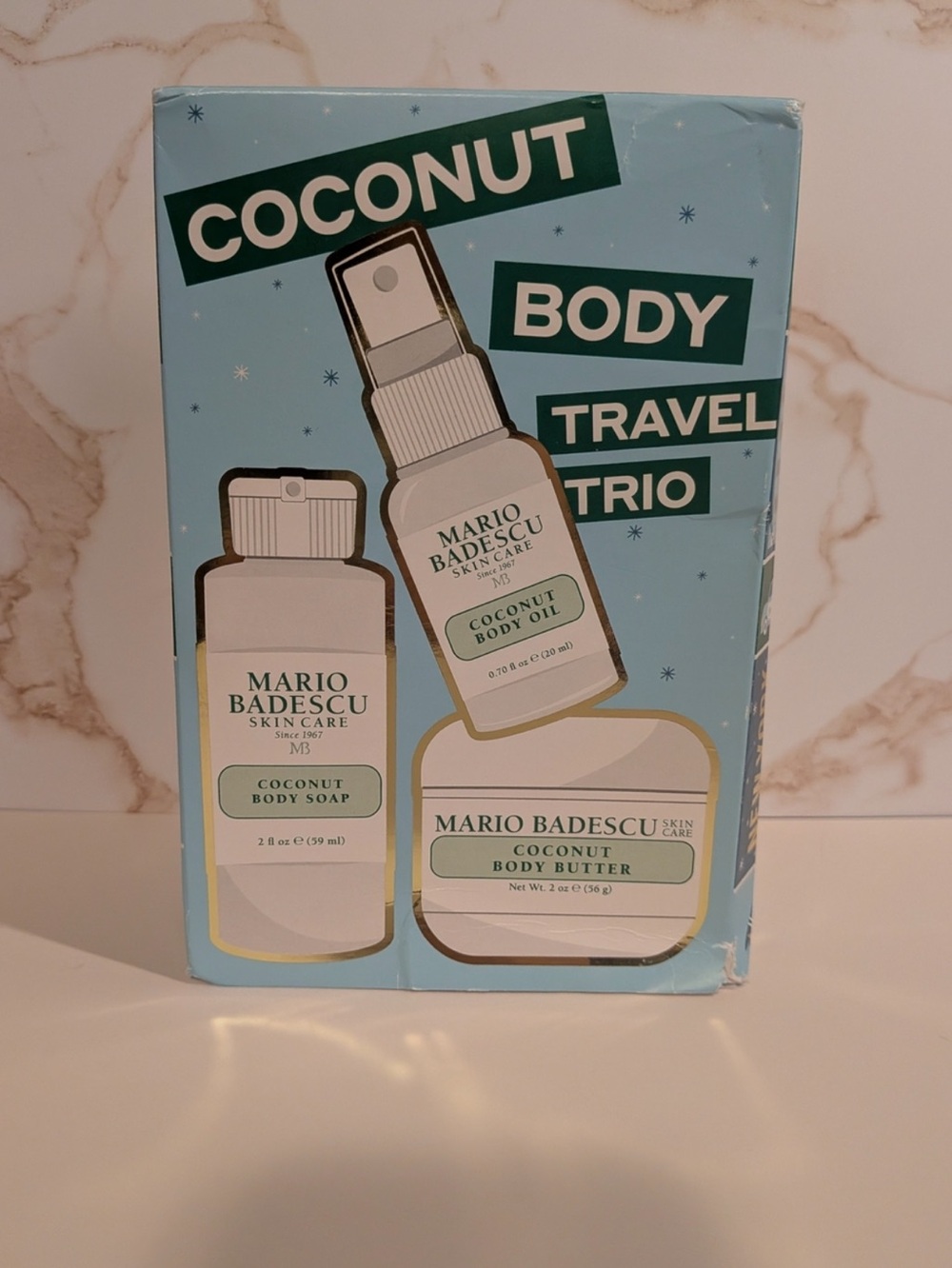 Mario Badescu Coconut Body Travel Trio - light blue & white